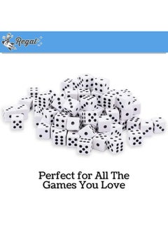 Regal Games Regal Games Dice Set 6 Sided  Playing White 16mm Set of Dice  Square Dice for Classroom or Family Game Night  100 Dice  - Image 4