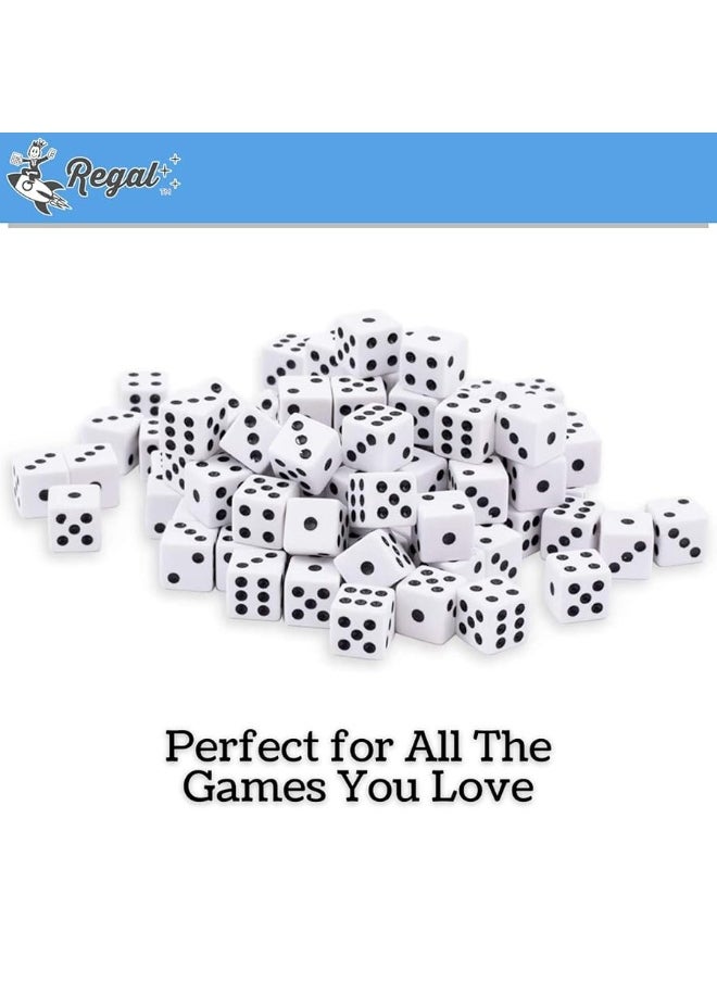 Regal Games - Regal Games Dice Set 6 Sided  Playing White 16mm Set of Dice  Square Dice for Classroom or Family Game Night  100 Dice - Image 1
