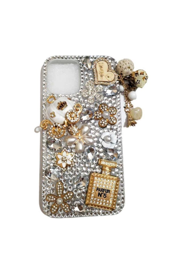 Pumpkin Car For Iphone 16/15promax Mobile Phone Case Full Diamond Suitable For Iphone12/13 All-inclusive Silicone Love-Color:Pumpkin Cart + Perfume Bottle-Applicable Models:For Iphone14 - Image 1