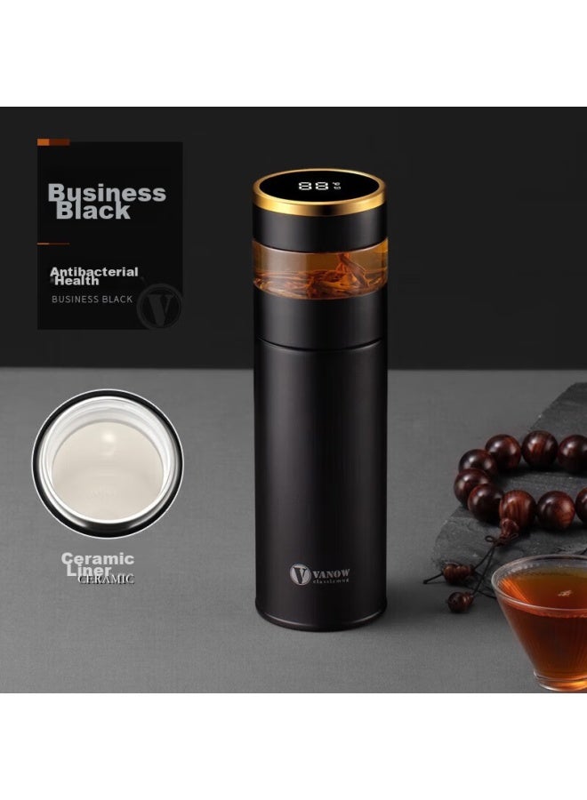 Vanow Insulated Mug With Smart Temperature Measurement, Tea Infuser Cup With Ceramic Inner, Portable Car Cup For Men And Women - Image 1