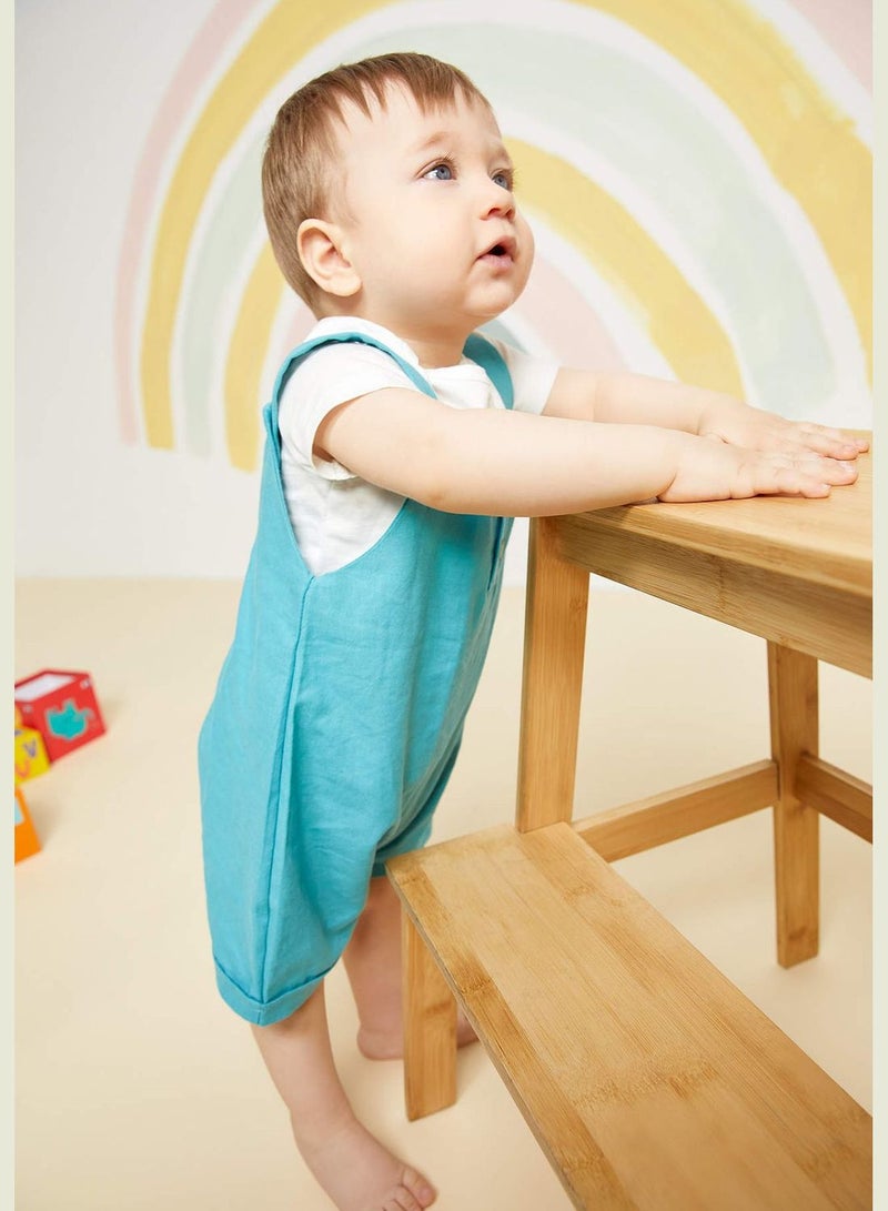 DeFacto Regular Fit Short Sleeve T-Shirt & Strappy Dungarees Set - Image 2