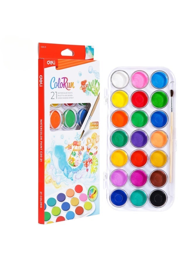 Deli EC20-21 Watercolor Paint 鈥?21 Rich Colors (28mm) - Image 1