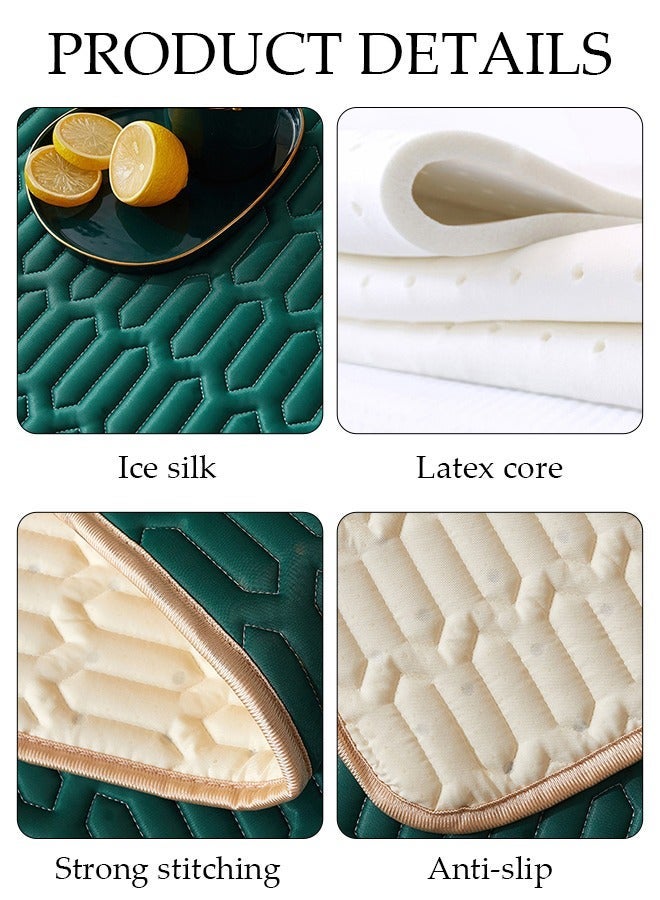 DUNISO Anti-Slip Latex Bed Cap Cool Silk Bed Cover Three-Piece Set with Pillowcases Four Seasons Universal Foldable Ice Silk Mat For Hotel Family Mattresses 200*180CM - Image 3