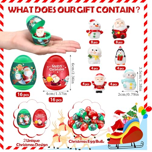 Poen Christmas Eggs Set of 32 Pre Filled Eggs Toddler Stocking Stuffers Stocking Stuffers for Kids Xmas Surprise Toy Easter Prefilled Blind Egg Bulk Xmas Box Gifts for Festival Supplies Present Favor - Image 5