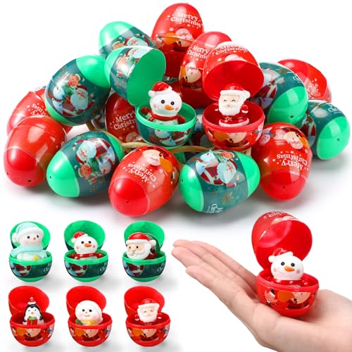 Poen Christmas Eggs Set of 32 Pre Filled Eggs Toddler Stocking Stuffers Stocking Stuffers for Kids Xmas Surprise Toy Easter Prefilled Blind Egg Bulk Xmas Box Gifts for Festival Supplies Present Favor - Image 1