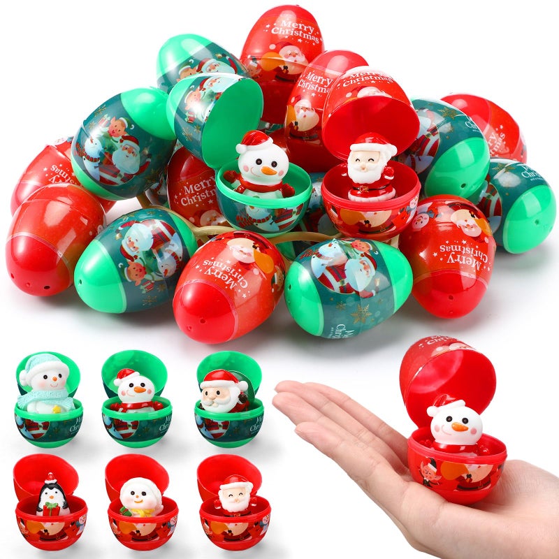 Poen Christmas Eggs Set of 32 Pre Filled Eggs Toddler Stocking Stuffers Stocking Stuffers for Kids Xmas Surprise Toy Easter Prefilled Blind Egg Bulk Xmas Box Gifts for Festival Supplies Present Favor - Image 3