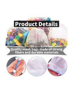 Rightsure Reusable Freezer Ziplock Bags 20 Pack, Stand Up and Mesh bag Reusable Food Storage Bags for Food Leakproof,Drawstring Washable Organization for School Office, Puzzles Games Storage  - Image 4