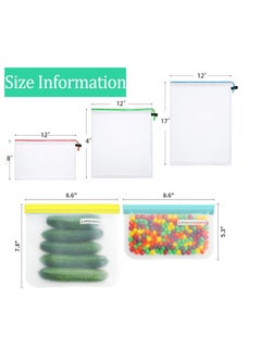 Rightsure Reusable Freezer Ziplock Bags 20 Pack, Stand Up and Mesh bag Reusable Food Storage Bags for Food Leakproof,Drawstring Washable Organization for School Office, Puzzles Games Storage  - Image 5