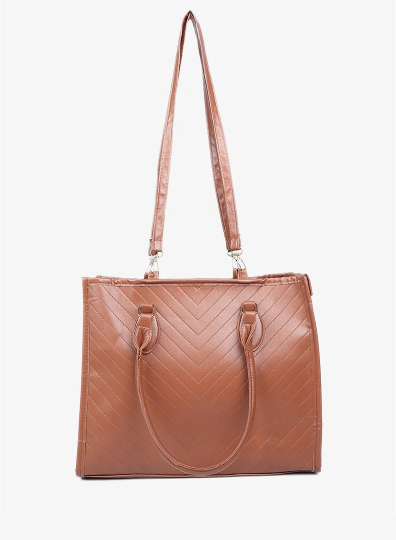 London Rag Brown Chevron Pattern Tote Bag