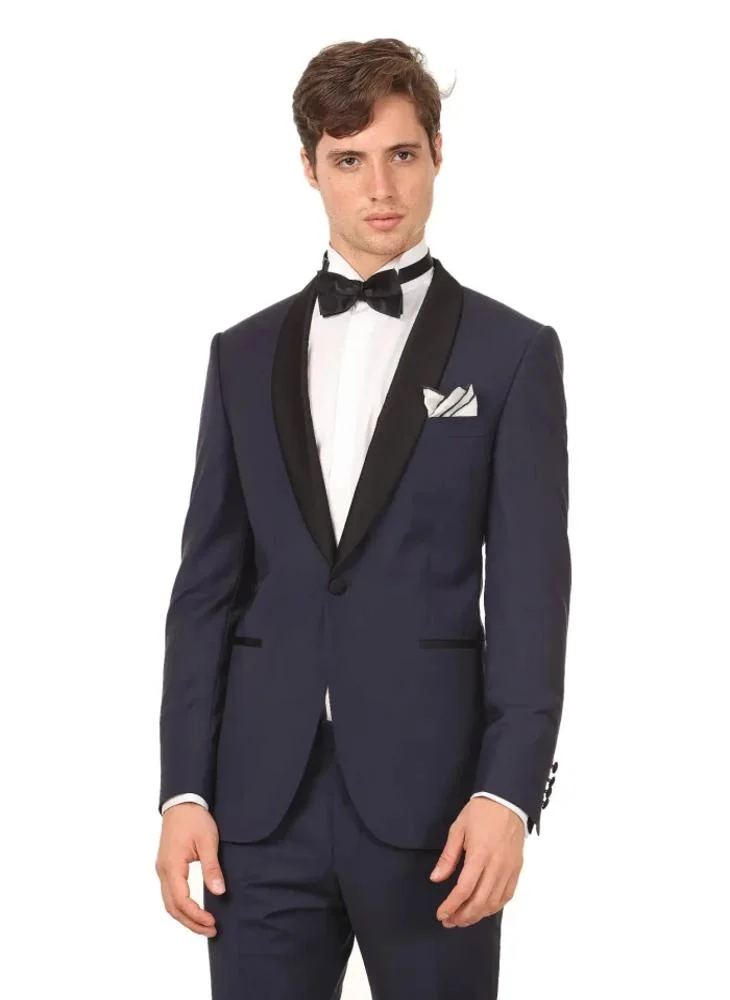 Kip Saks Plain Modern Fit Shawl Collar Weaving Tuxedo
