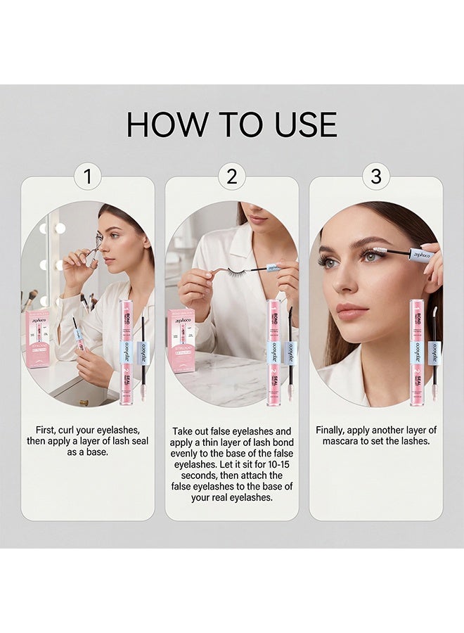 zephoco Bond Seal 2 in 1,Lash Bond and Seal,Lash Cluster Glue Waterproof,Long Lasting Lash Glue for Eyelash Clusters,2 in 1 Eyelash Glue Quick Dry Latex Free Eyelash Adhesive(Clear) - Image 5