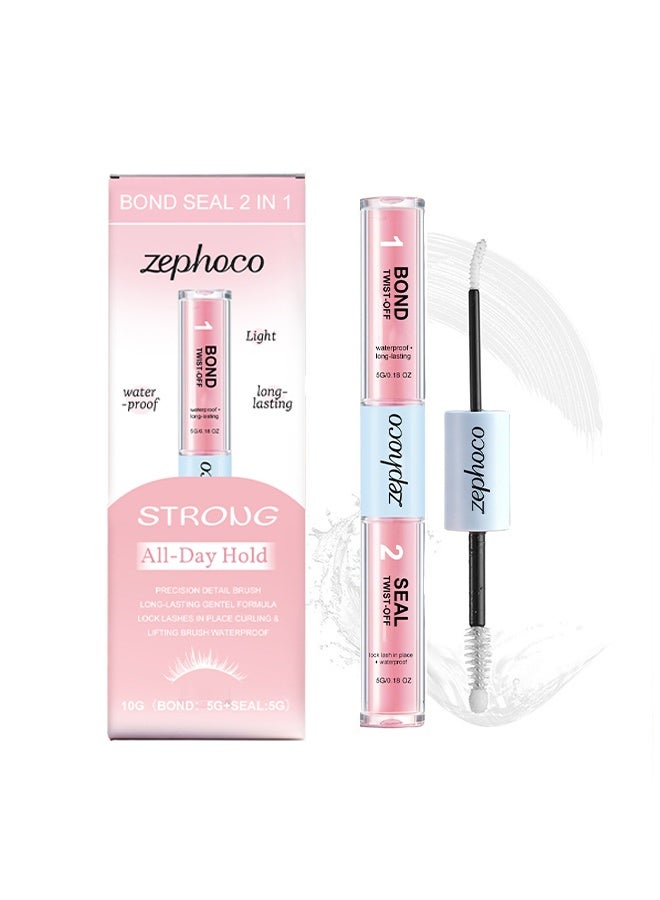 zephoco Bond Seal 2 in 1,Lash Bond and Seal,Lash Cluster Glue Waterproof,Long Lasting Lash Glue for Eyelash Clusters,2 in 1 Eyelash Glue Quick Dry Latex Free Eyelash Adhesive(Clear) - Image 1