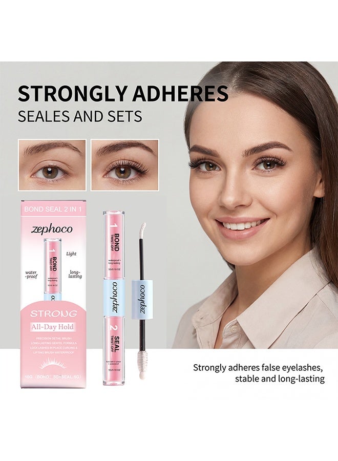 zephoco Bond Seal 2 in 1,Lash Bond and Seal,Lash Cluster Glue Waterproof,Long Lasting Lash Glue for Eyelash Clusters,2 in 1 Eyelash Glue Quick Dry Latex Free Eyelash Adhesive(Clear) - Image 3