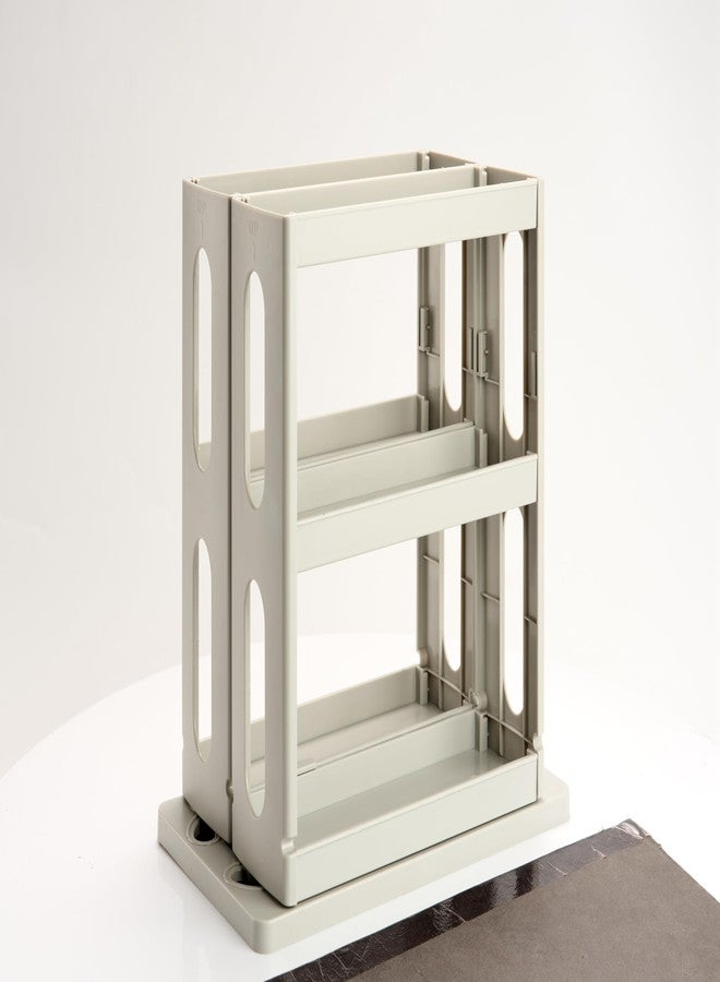 Dutiplus Spice Rack Organizer 2 tier Seasoning Holder, Pull and Rotated Storage Cabinet for Kitchen Bathroom Countertop 9”H x 5.8”W x 10.4”D (Dust Gray) - Image 3