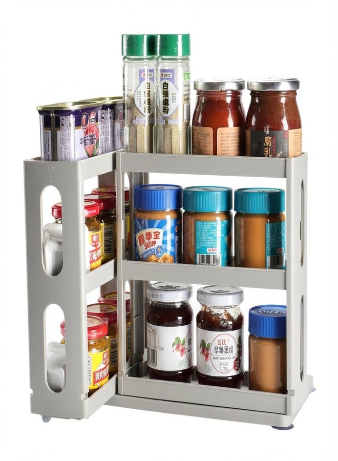 Dutiplus Spice Rack Organizer 2 tier Seasoning Holder, Pull and Rotated Storage Cabinet for Kitchen Bathroom Countertop 9”H x 5.8”W x 10.4”D (Dust Gray) - Image 1