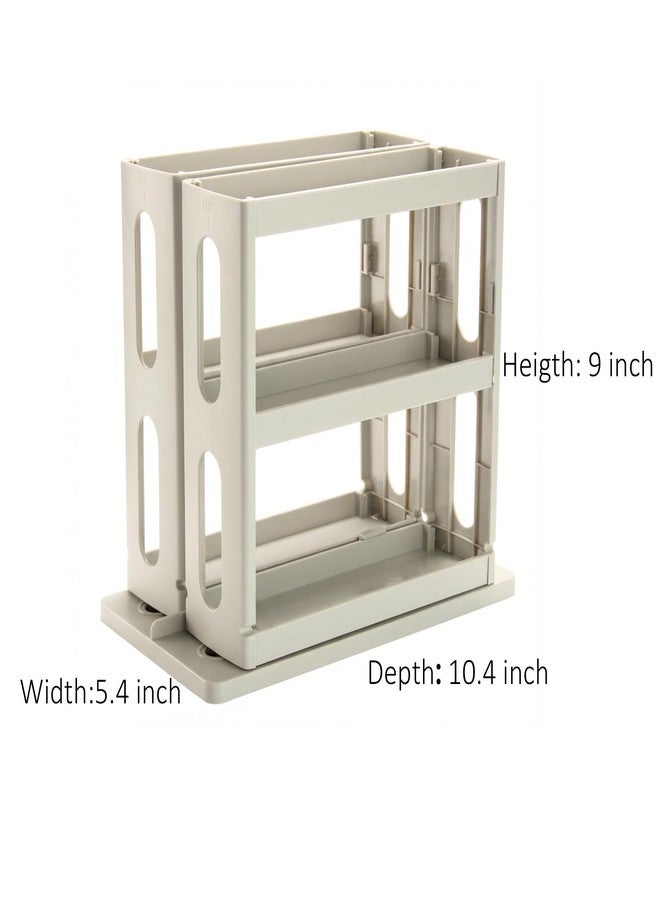 Dutiplus Spice Rack Organizer 2 tier Seasoning Holder, Pull and Rotated Storage Cabinet for Kitchen Bathroom Countertop 9”H x 5.8”W x 10.4”D (Dust Gray) - Image 2