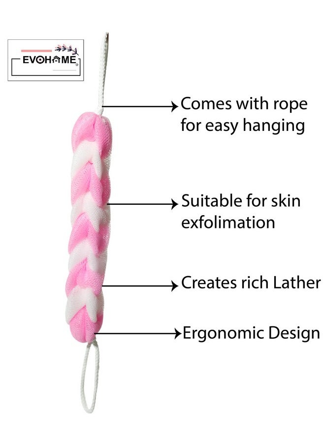 EVOHOME Evohome® Luxury Bathing Loofah Exfoliating Scrub Soft Sponge For Body And Back Scrubber, Brush Bath Puff For Men & Women Bathing Sponge (multi Colour, Set Of 1) (Pink & White)  - Image 4