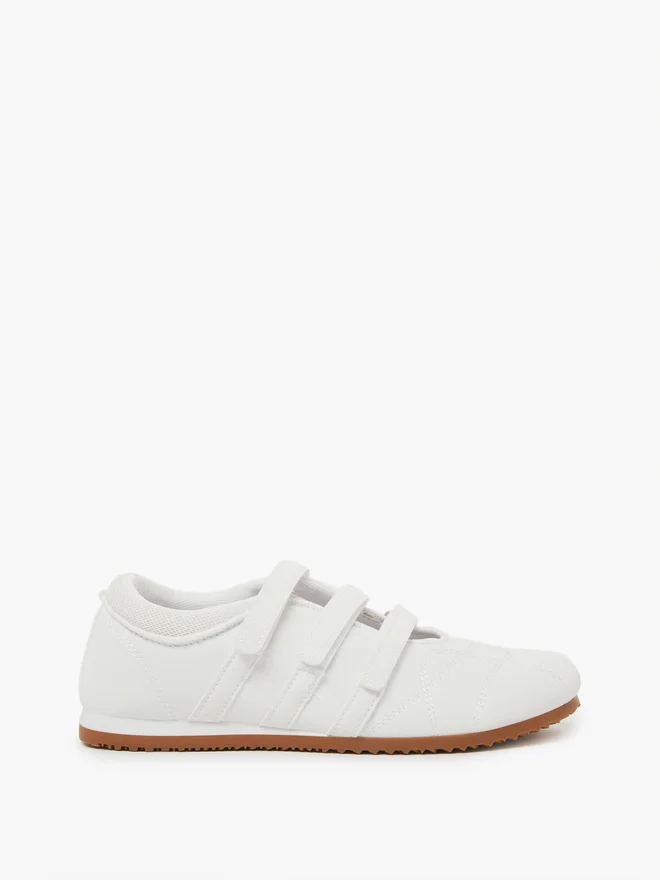 Styli Styli White Velcro Strap Sneakers