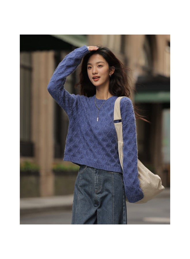 dme Demana , Spring And Autumn, Brightening Effect, Lightweight, Lazy, Relaxed, Round Neck, Loose-fitting Knit Sweater - Image 1