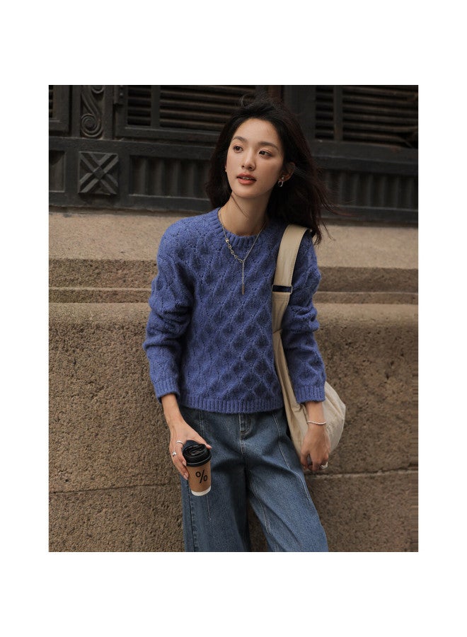 dme Demana , Spring And Autumn, Brightening Effect, Lightweight, Lazy, Relaxed, Round Neck, Loose-fitting Knit Sweater - Image 2