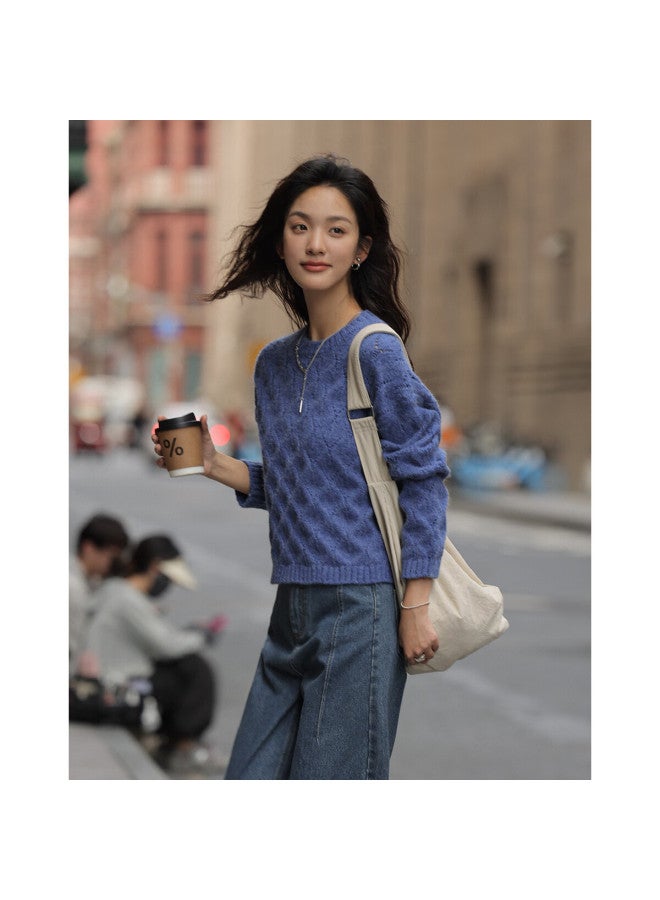 dme Demana , Spring And Autumn, Brightening Effect, Lightweight, Lazy, Relaxed, Round Neck, Loose-fitting Knit Sweater - Image 3