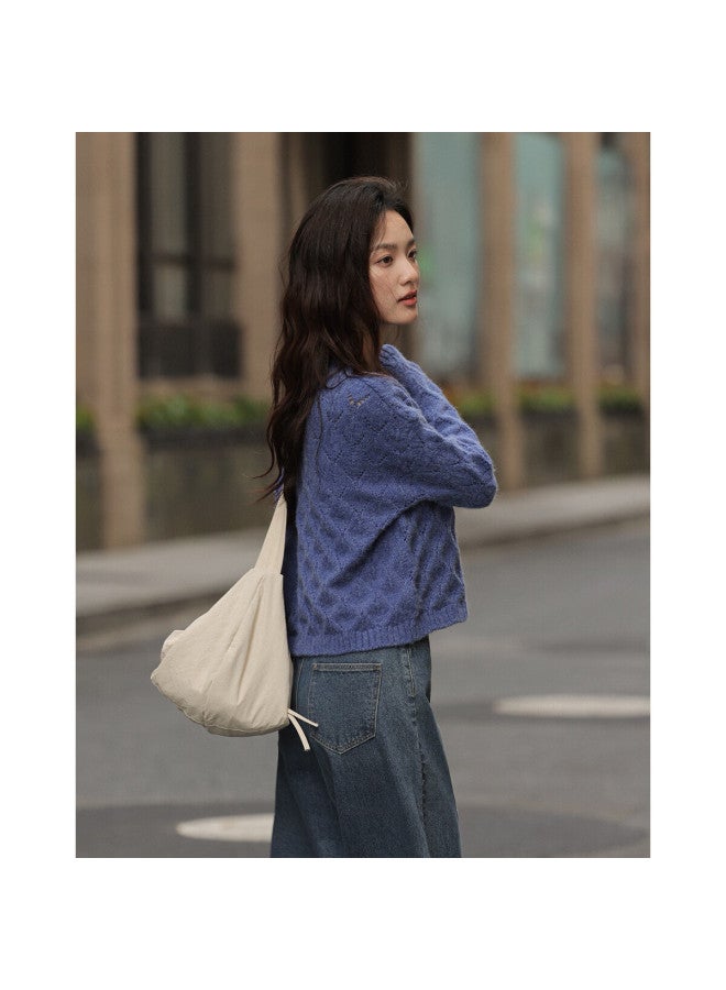 dme Demana , Spring And Autumn, Brightening Effect, Lightweight, Lazy, Relaxed, Round Neck, Loose-fitting Knit Sweater - Image 5