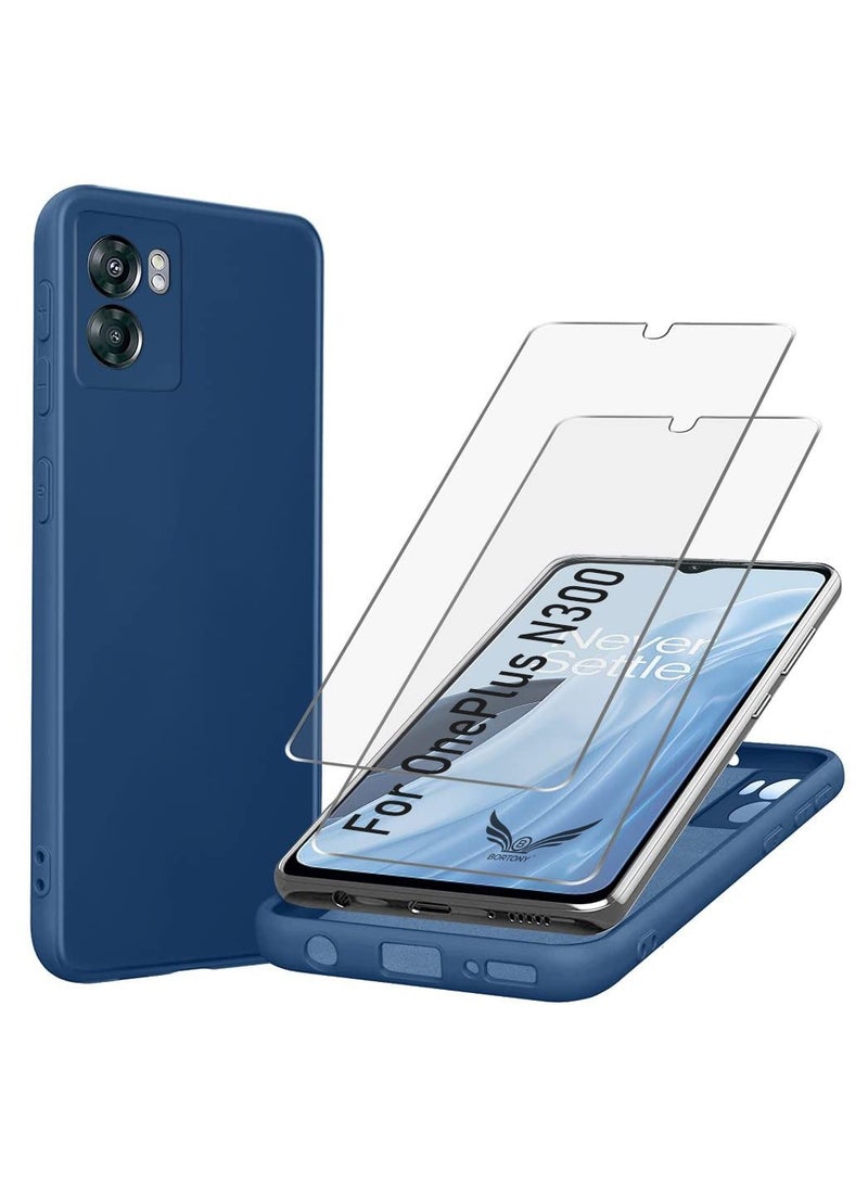 BORTONY OnePlus Nord N300 Case with 2 Pack Tempered Glass Screen Protector Microfiber Shockproof Soft Liquid Silicone Protective Phone Cover Compatible with OnePlus Nord N300 - Image 1