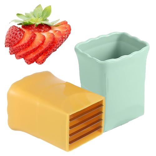 CEHNCEH 2PCS Strawberry Slicer: Fruit Slicer Cup, Strawberries Cutter Cup, Speed Cutter for Banana Grape Egg, Kitchen Portable Slicing Tool - Image 1