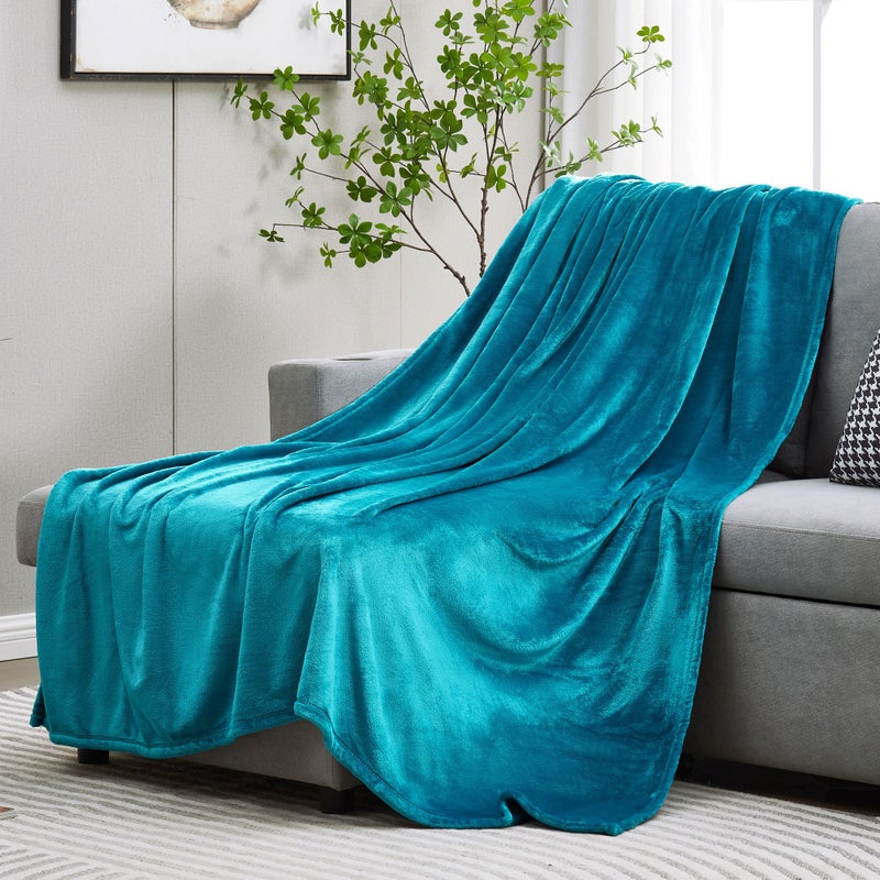 DREAMNINE Soft Cozy Plush Fleece Throw Blanket 50" x 60", Solid Shag Minky Lightweight Lap Fuzzy Flannel Blanket for Bedroom, Luxury Washable Warm Velvet Blankets for Couch Sofa Pet, Breathable, Teal - Image 4