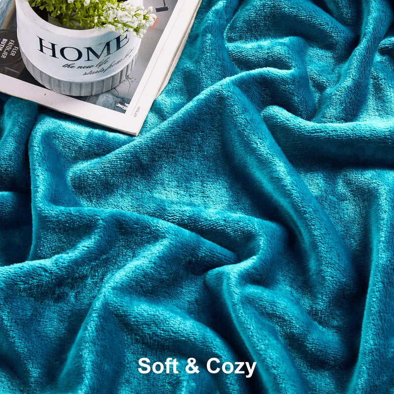 DREAMNINE Soft Cozy Plush Fleece Throw Blanket 50" x 60", Solid Shag Minky Lightweight Lap Fuzzy Flannel Blanket for Bedroom, Luxury Washable Warm Velvet Blankets for Couch Sofa Pet, Breathable, Teal - Image 5