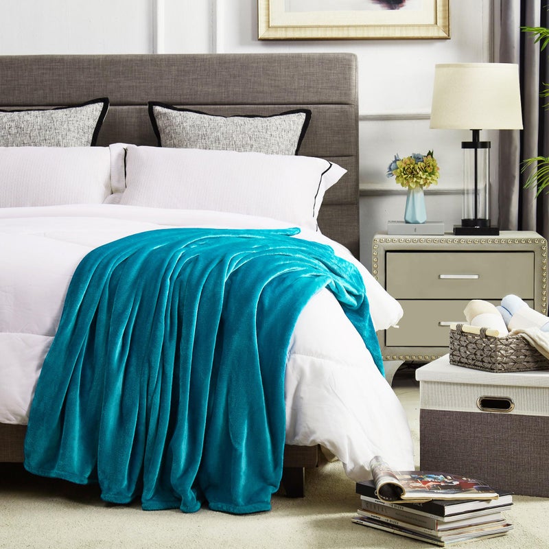 DREAMNINE Soft Cozy Plush Fleece Throw Blanket 50" x 60", Solid Shag Minky Lightweight Lap Fuzzy Flannel Blanket for Bedroom, Luxury Washable Warm Velvet Blankets for Couch Sofa Pet, Breathable, Teal - Image 3