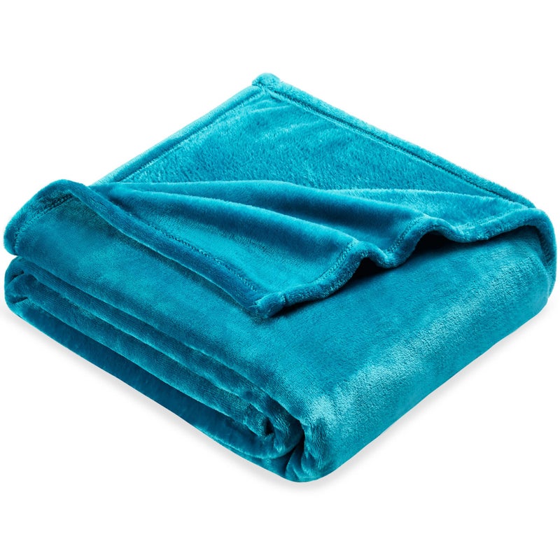 DREAMNINE Soft Cozy Plush Fleece Throw Blanket 50" x 60", Solid Shag Minky Lightweight Lap Fuzzy Flannel Blanket for Bedroom, Luxury Washable Warm Velvet Blankets for Couch Sofa Pet, Breathable, Teal - Image 2
