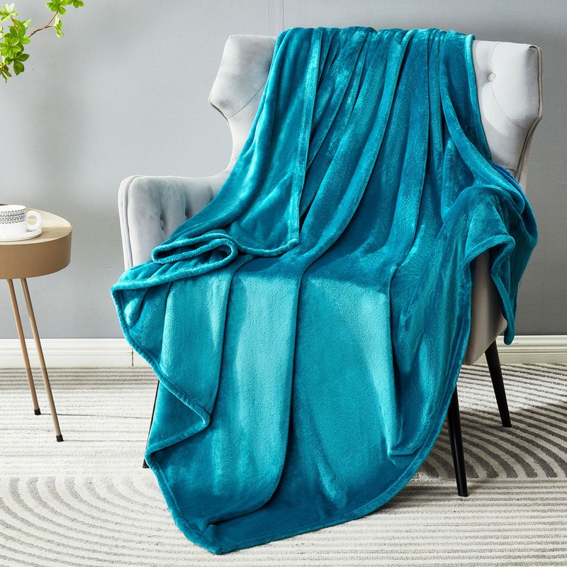 DREAMNINE Soft Cozy Plush Fleece Throw Blanket 50" x 60", Solid Shag Minky Lightweight Lap Fuzzy Flannel Blanket for Bedroom, Luxury Washable Warm Velvet Blankets for Couch Sofa Pet, Breathable, Teal - Image 1