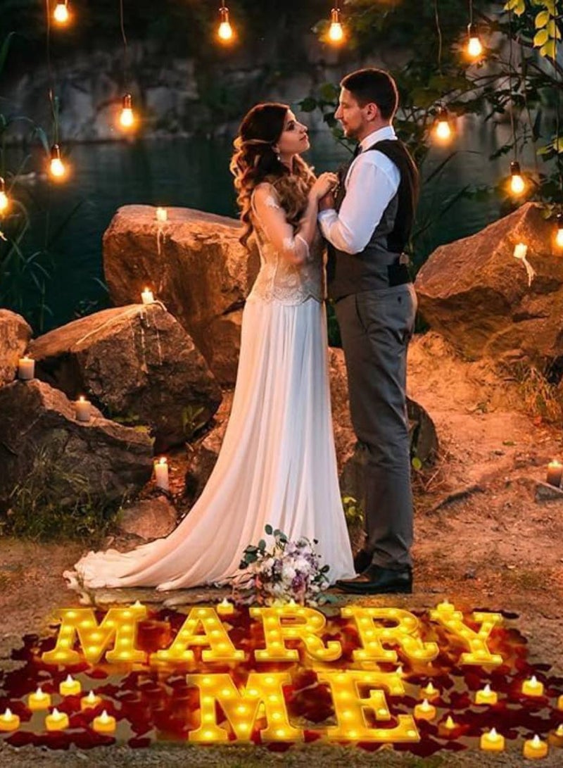 "MARRY ME" Alphabet LED Marquee Letter Light Up Plastic Letters Standing Hanging Sign, Alphabet Letter For Wedding Birthday Party Home Decoration Battery Operated White 22cm - Image 4