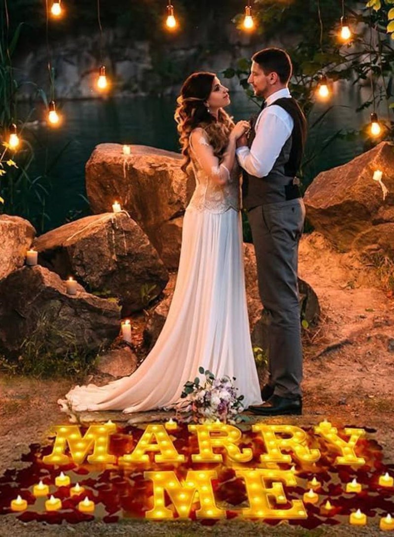 "MARRY ME" Alphabet LED Marquee Letter Light Up Plastic Letters Standing Hanging Sign, Alphabet Letter For Wedding Birthday Party Home Decoration Battery Operated White 22cm - Image 5