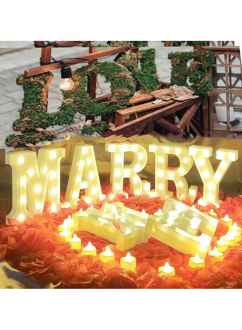 "MARRY ME" Alphabet LED Marquee Letter Light Up Plastic Letters Standing Hanging Sign, Alphabet Letter For Wedding Birthday Party Home Decoration Battery Operated White 22cm - Image 3