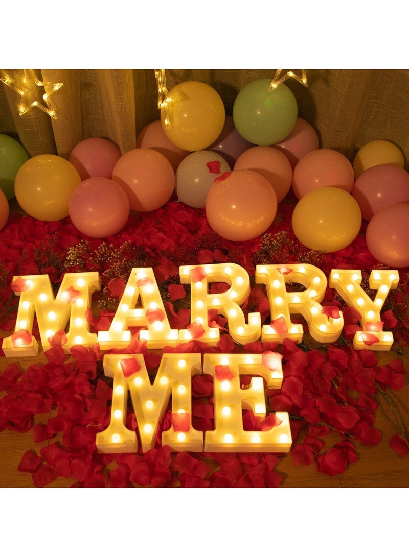 "MARRY ME" Alphabet LED Marquee Letter Light Up Plastic Letters Standing Hanging Sign, Alphabet Letter For Wedding Birthday Party Home Decoration Battery Operated White 22cm - Image 2