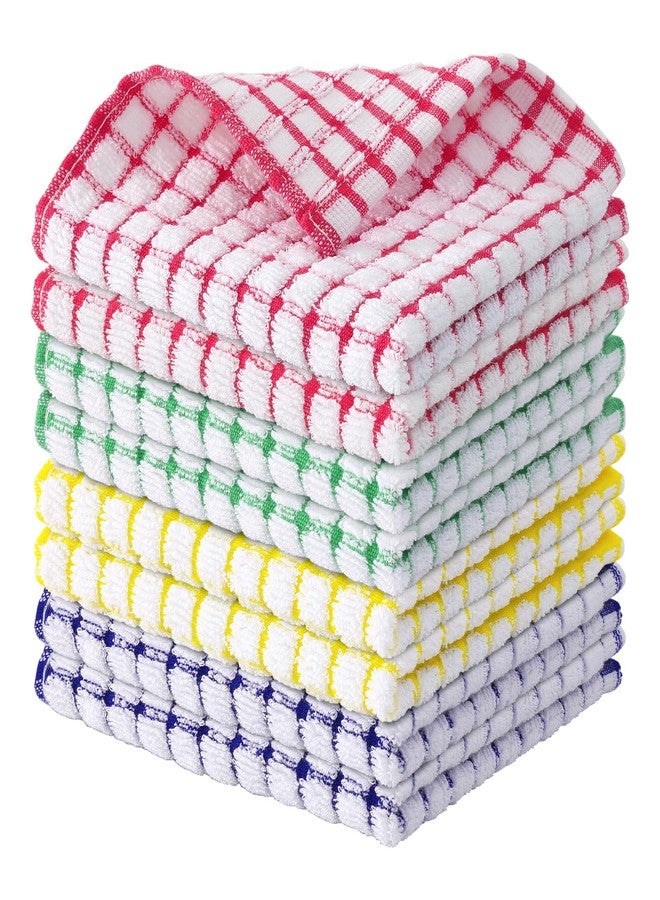 Kitinjoy Cotton 8 Pack Terry Kitchen Dish Cloths, 12 x 12 Inches Super Soft and Absorbent Dish Rags, Quick Drying Dish Towels for Washing Dishes, Mixed Color - Image 1