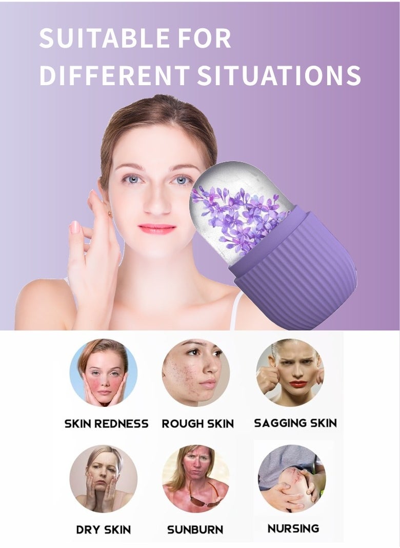 HieerBus Silicone Ice Roller For Face, Face Massagers,Skin Care Tool Reusable  Face Ice Mold  Shrink Pores Anti Wrinkle Reduce Puffiness,Purple  - Image 2