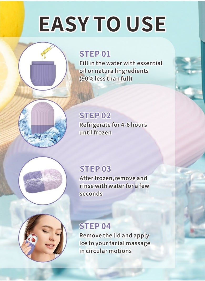 HieerBus Silicone Ice Roller For Face, Face Massagers,Skin Care Tool Reusable  Face Ice Mold  Shrink Pores Anti Wrinkle Reduce Puffiness,Purple  - Image 4