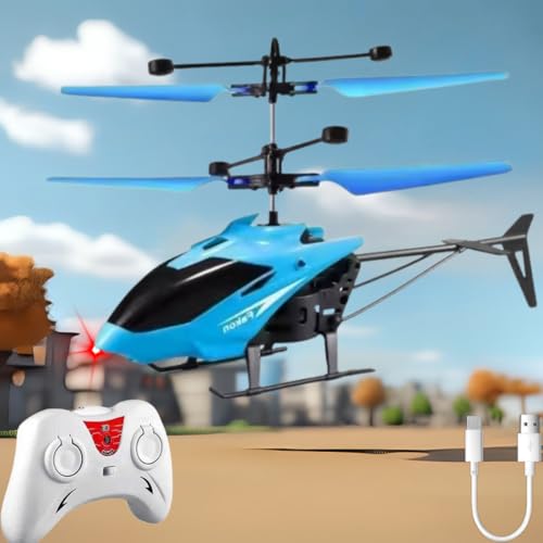 VRION Remote Control Helicopter for 6+ Boys, Indoor/Outdoor, Palm Sensing, LED Lights, Beginner,(Pack of 1) (Blue) - Image 1