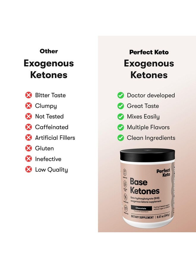 Perfect Keto Exogenous Ketones Powder, BHB Salts for Ketosis & Fasting Support, Electrolytes for Hydration, Caffeine Free Energy, Chocolate, 8.57 oz - Image 3