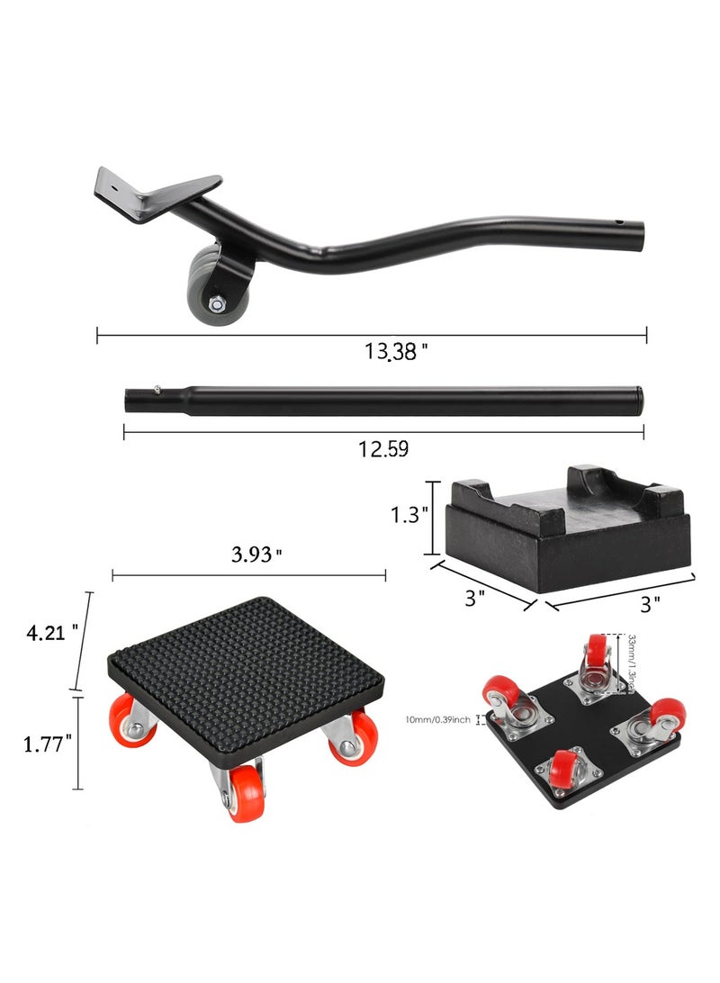 أثاث ثقيل رفع المتحركات دوللي عجلة الأسطوانة بار أدوات اليد مجموعة مع 360 درجة الدوران 4 عجلات صغيرة مسطحة دوللي ، أسود - Image 2