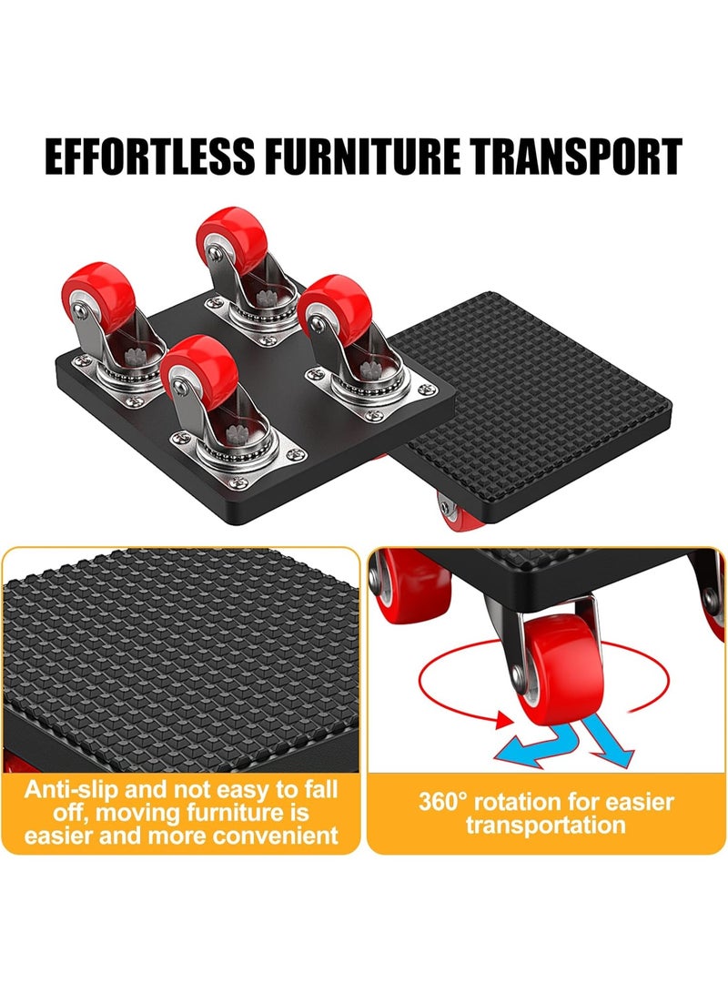 أثاث ثقيل رفع المتحركات دوللي عجلة الأسطوانة بار أدوات اليد مجموعة مع 360 درجة الدوران 4 عجلات صغيرة مسطحة دوللي ، أسود - Image 3