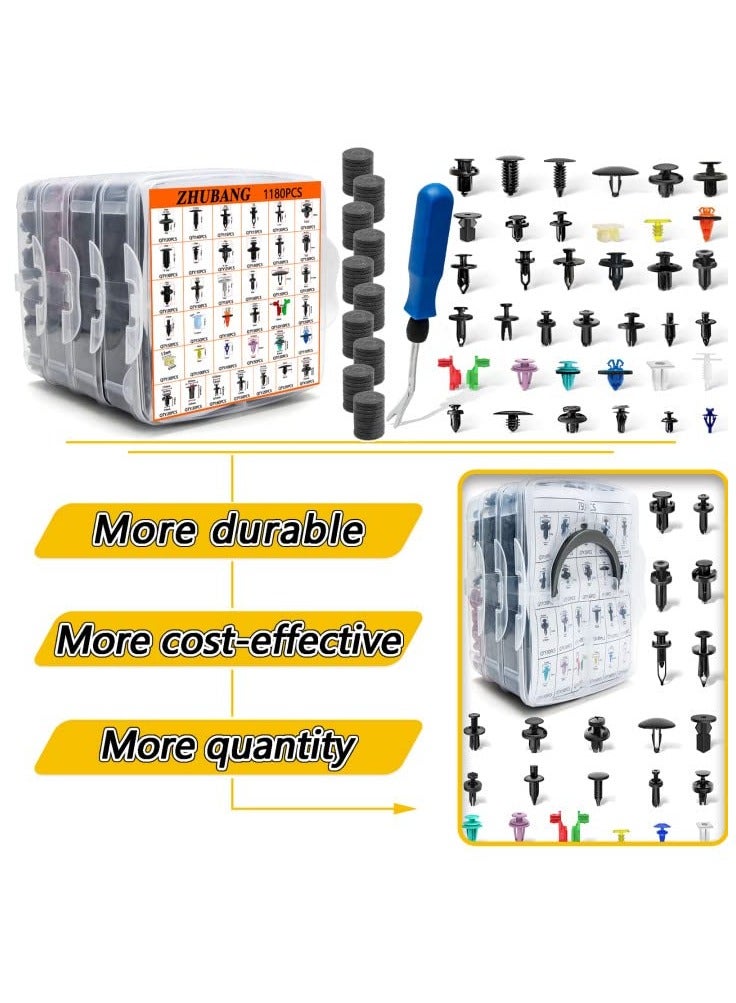 1281PCS Car Push Retainer Clips Door Panel Trim Clamp Kit with 38 Most Popular Size Nylon Bumper Fender Panel Clips for GM Ford Toyota Honda Chevrolet BMW - Image 4