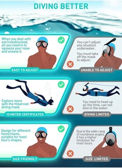 QUTOOB Professional Snorkel Gear, Diving Mask with Nose Cover And Latest Breathing System for Diving, Snorkeling, Scuba Diving, Swimming, UV Protection and Anti Fog Technology, Ultra Wide HD Crystal View  - Image 3