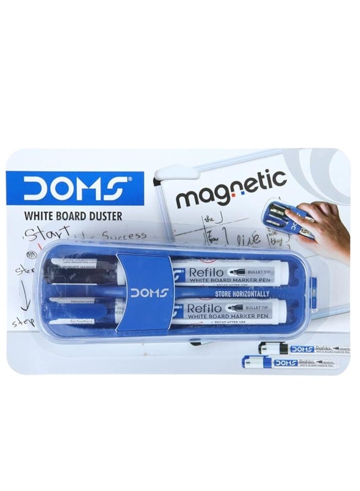 Doms Magnetic Whiteboard Duster With 2 Whiteboard Marker for school & office - Image 1