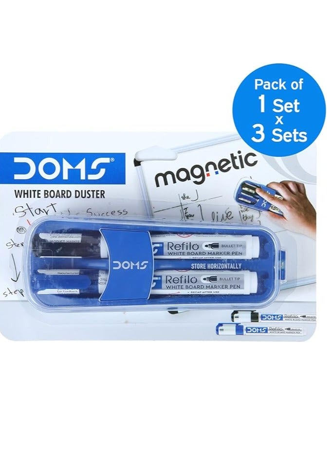 Doms Magnetic Whiteboard Duster With 2 Whiteboard Marker for school & office - Image 2