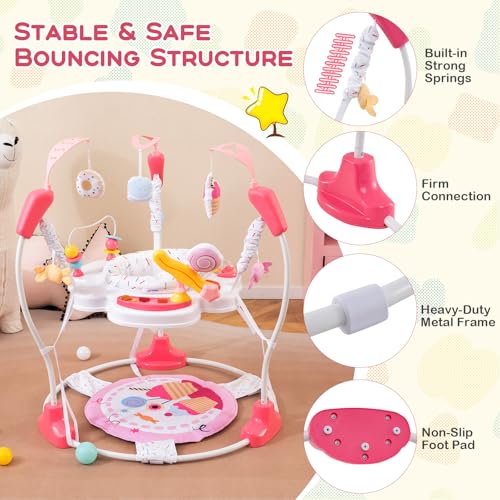 BABY JOY Baby Jumpers and Bouncers, Infant Activity Center with Music Lights Sounds, 360° Rotating Seat and 3 Adjustable Heights, Baby Play and Learning Center for 6-12 Months - Image 5