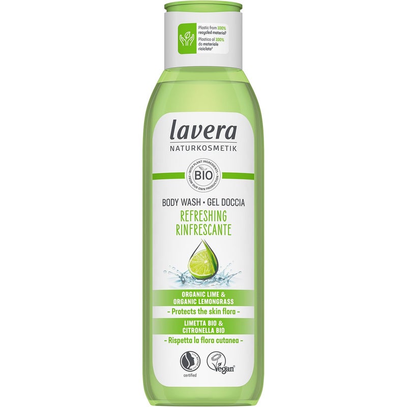 lavera Body Wash Refreshing  gentle cleansing with organic lime  lemongrass  pHneutral  for dry  sensitive skin  PETA certified  vegan  natural cosmetics  845 floz